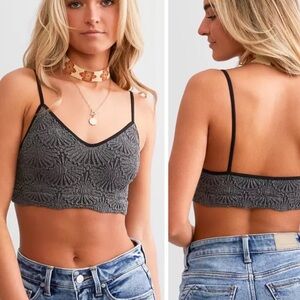 Free People Love Letter Bralette Black Medium / Large
